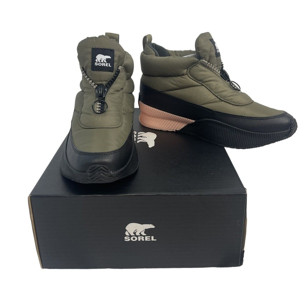 Sorel Out N About III Puffy Zip Ankle Boots Sneaker Women Waterproof Sage Black